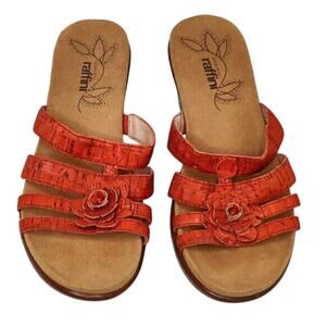 y2k orange wedge peep toe sandals sz 8